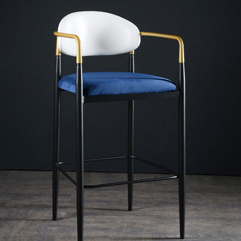 Full Back Upholstered Bar Chair Industrial Arm Rectangle Bar Stool