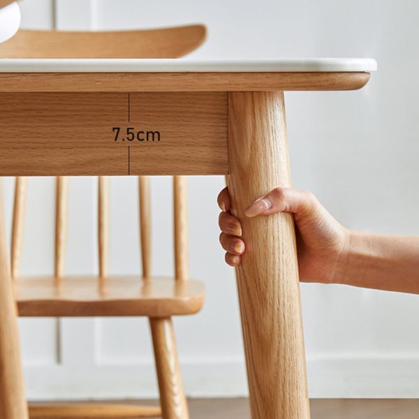 Modern Solid Wood Legs Dining Table Rectangle Stone Top Dining Table