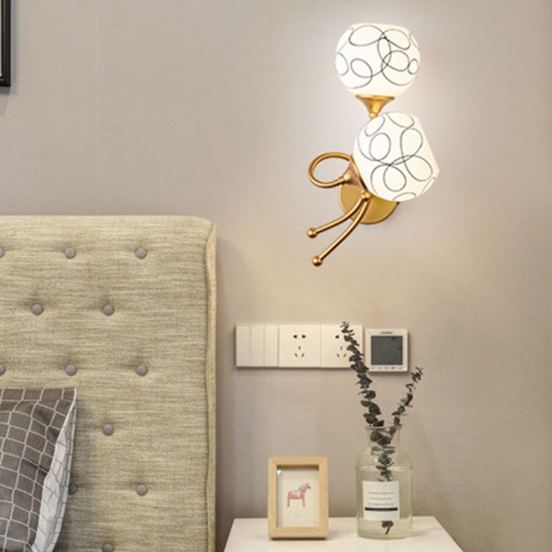 Glass Globe Sconce Light Fixture Modern 2-Light Wall Light for Bedroom
