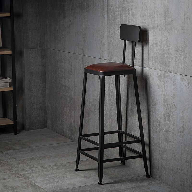 Faux Leather Dining Stools Upholstered Bar Stools with Footrest