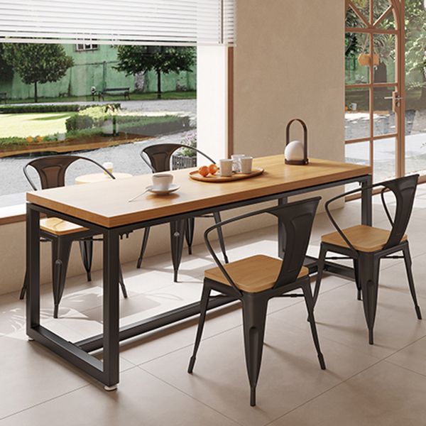 Industrial Wood Dining Table Set 1/2/5 Pieces with Metal Base Kitchen Furniture Set