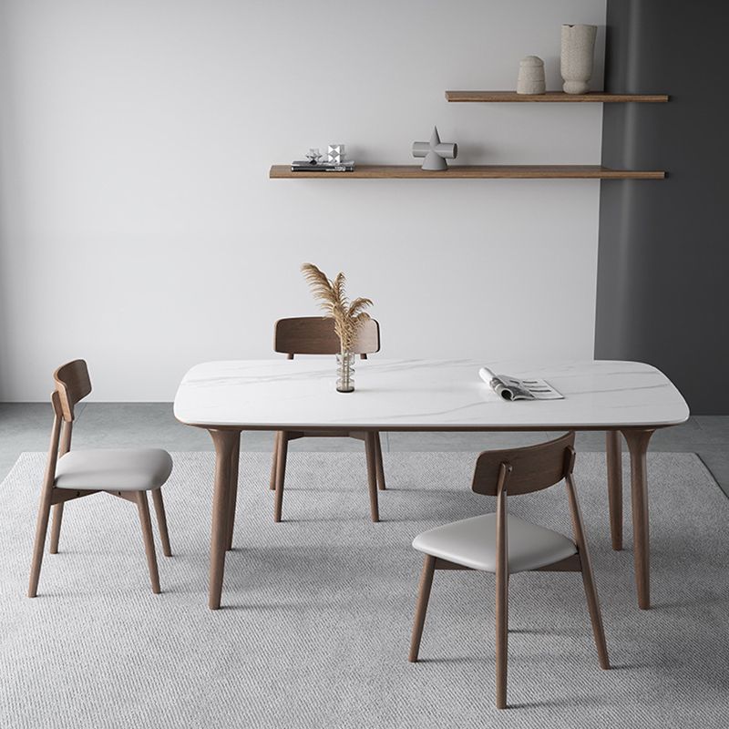 Modern Sintered Stone Top Dining Set Rectangle 1/3/4/5/7 Pieces wooden Table Set