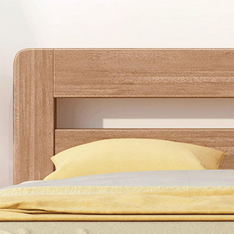 Scandinavian Walnut Panel Rectangular with Headboard Bed Frame