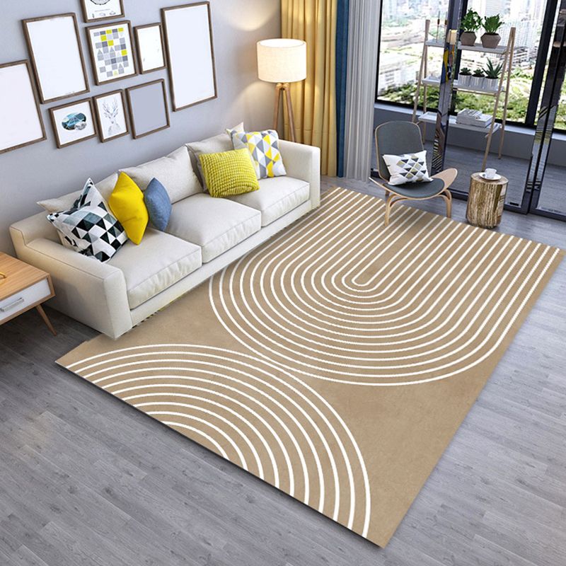 Grey Modern Carpet Polyester Line Carpet Washable Rug for Home Decor