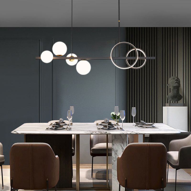 Moderne geometrie Island Lichtarmaturen Multi-hoofd restaurant Hanglamp met glazen schaduw