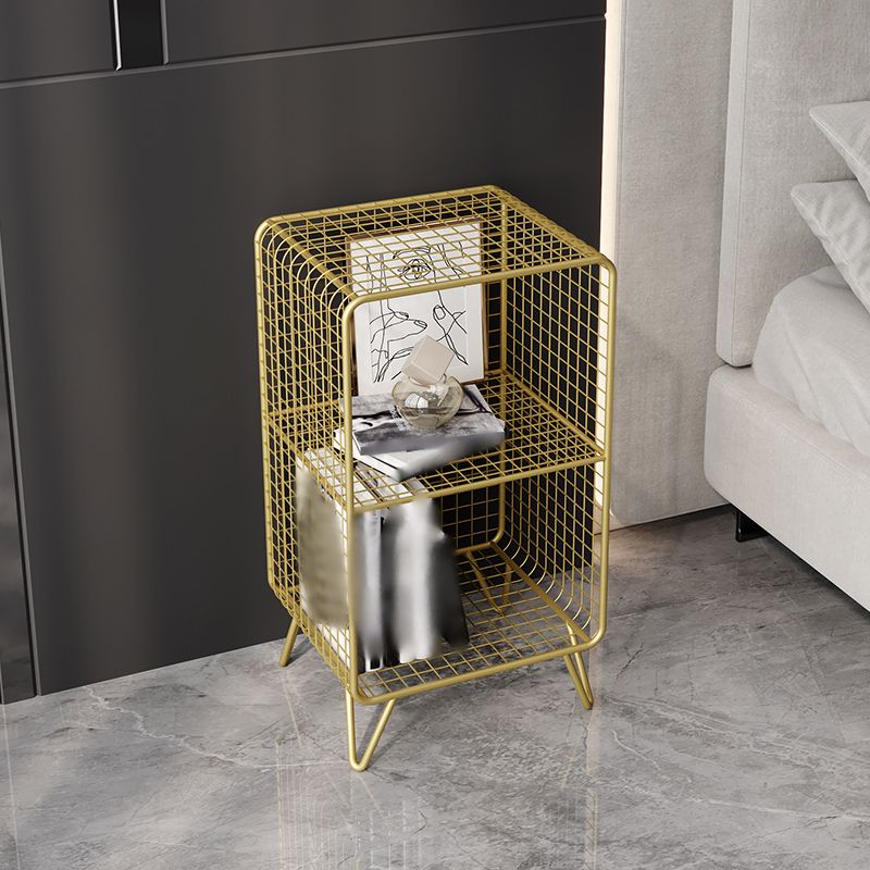 Metal Glam Accent Table Nightstand Open Storage Shelf Included Bed Nightstand with Legs