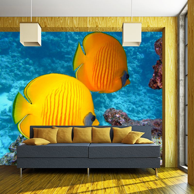 Tropical Seabed Mural Stain Resistant Wall Art for Dining Room Kitchen