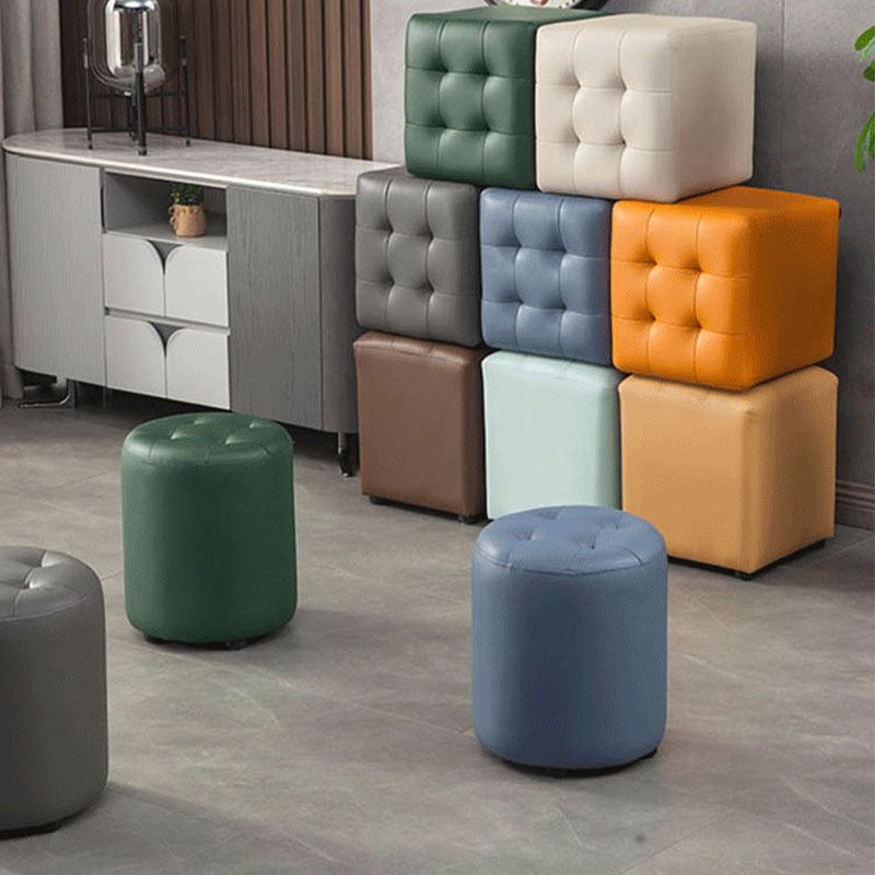 Modern Orange Pouf Water Resistant Round Pouf for Living Room