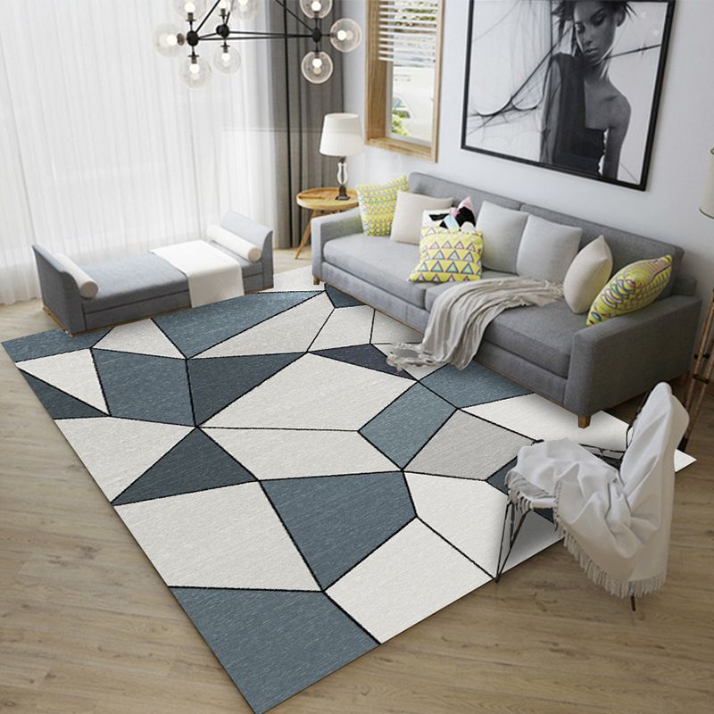 Modern Geometric Carpet Leisure Contrast Panel Area Rug Polyester Carpet with Non-Slip Backing
