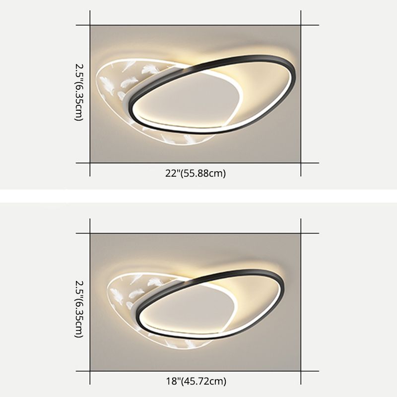 Verspreid ovale LED-plafondlamp in moderne eenvoud, smeedijzeren plafondarmatuur voor binnenruimtes