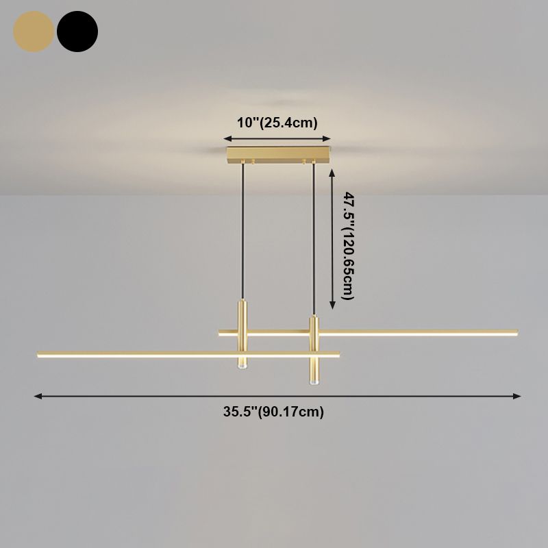 Style linéaire de style moderne Lights Metal 4 Light Island Lighting
