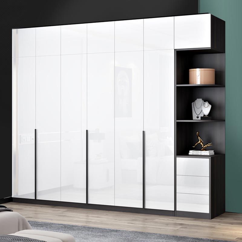 White Wooden Wardrobe Modern Cloth Rod Included Wardrobe Closet for Home