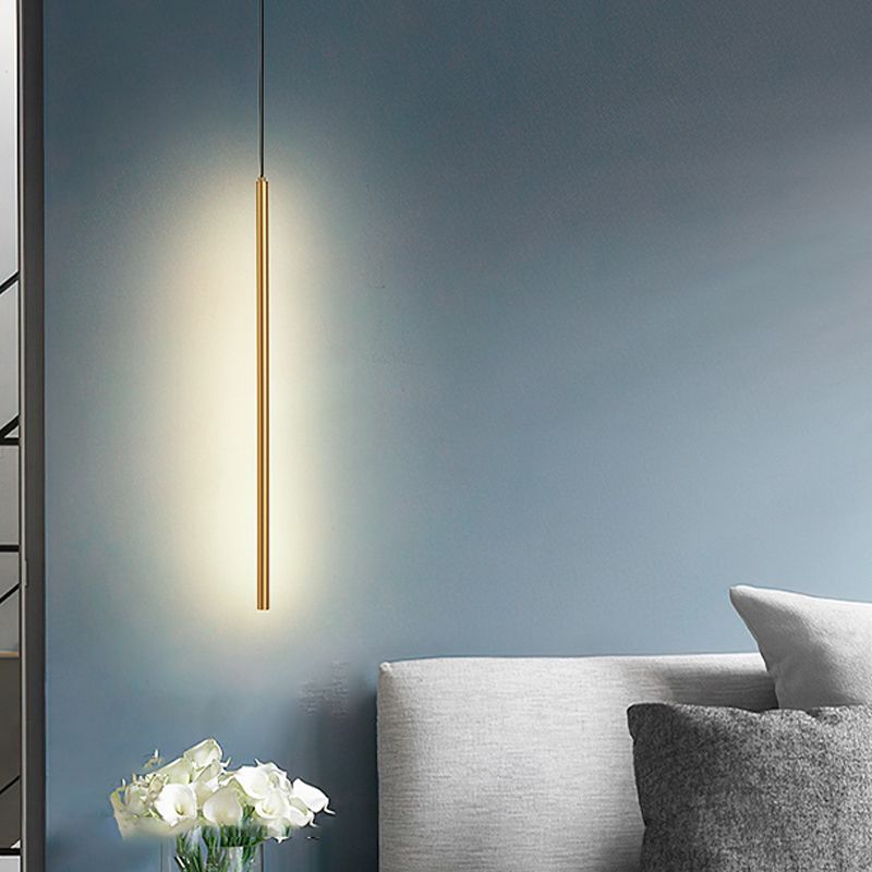 Linear Shape Hanging Lighting Modern Style Metal 2 Light Hanging Lamp for Living Room