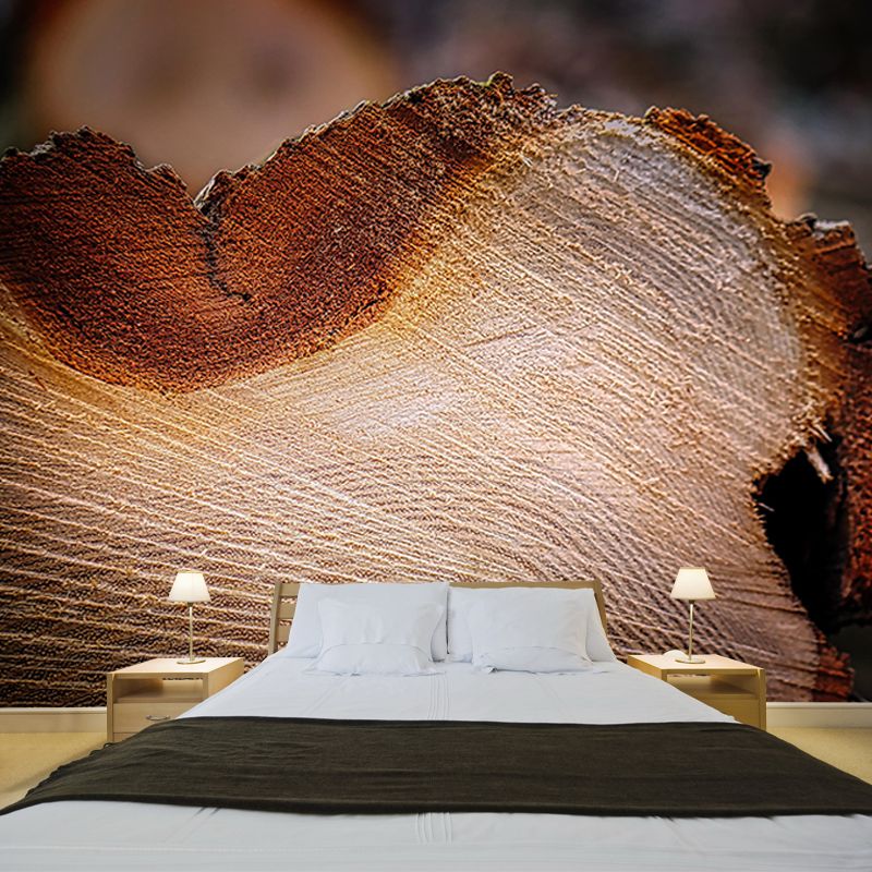Mural 3D Wood Grain Industrial Style Mural Mildew Resistant Decorative Bedroom Wall Mural