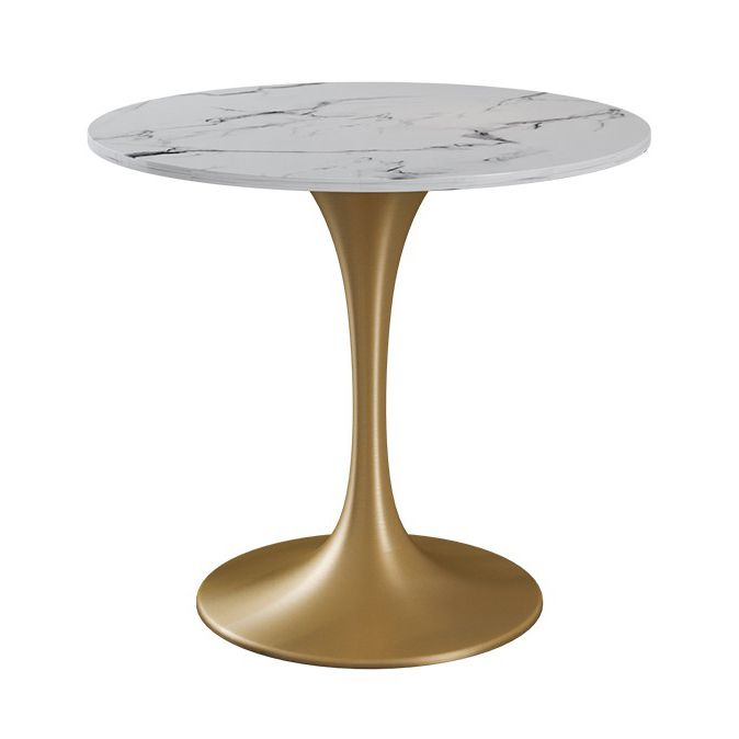 Round Sintered Stone White Dining Table Luxury Tulip Base Table for Dining Room