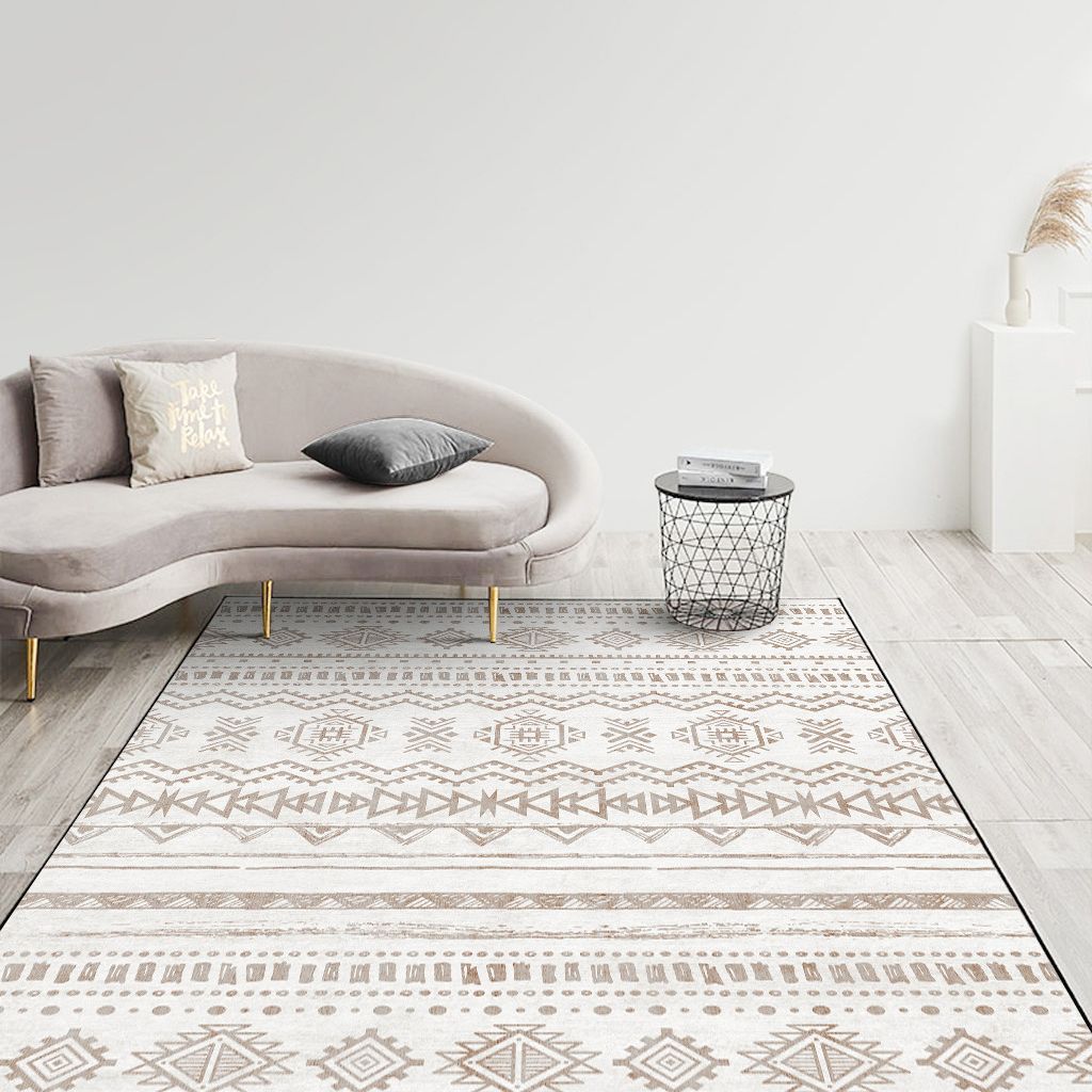 Couleur de couleur claire Décoration de maison Carpet Bohemian Tribal Totem Area Tapis Polyester avec tapis de support sans glissement
