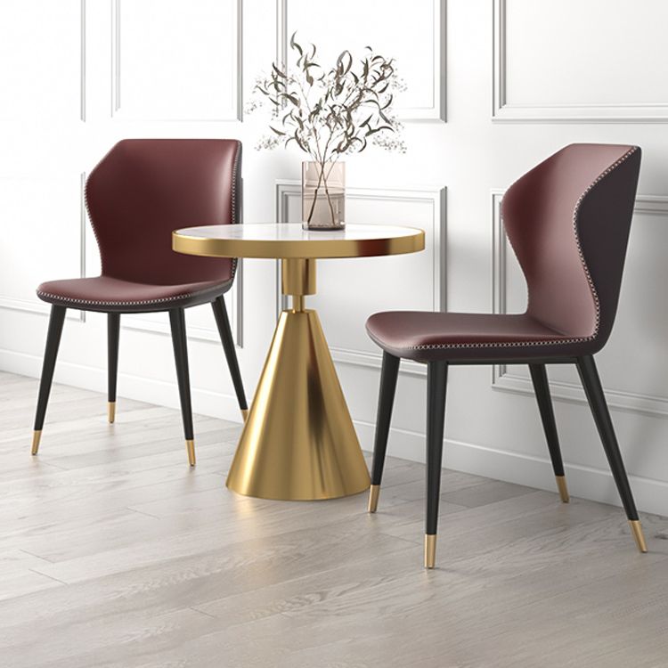 Industrial Style Wingback Armless Dining Chair Faux Leather Dining Chairs