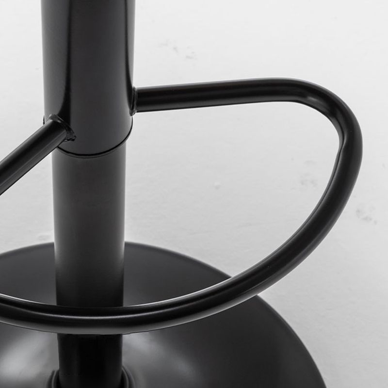 Contemporary Faux Leather Bar Stool Footrest Low Back Adjustable Height Swivel Stool