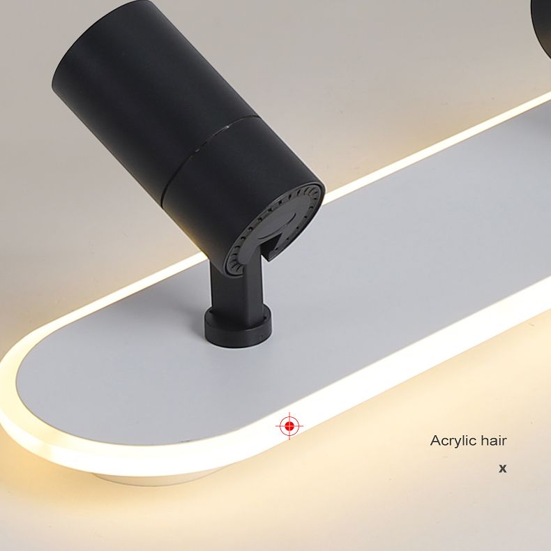 Indoor LED Semi flush plafond licht in moderne eenvoud metalen plafond armatuur met Oblong acryl schaduw