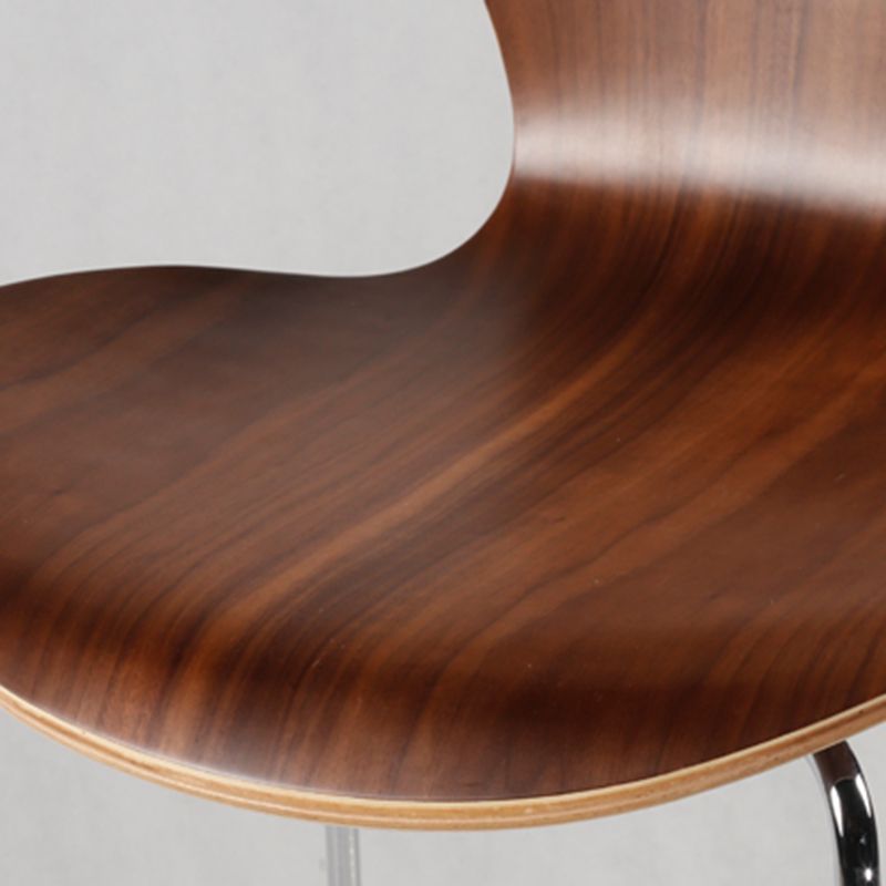 Modern Armless Backrest Bar Stool Wood Kitchen Bar Stool with 4 Metal Legs