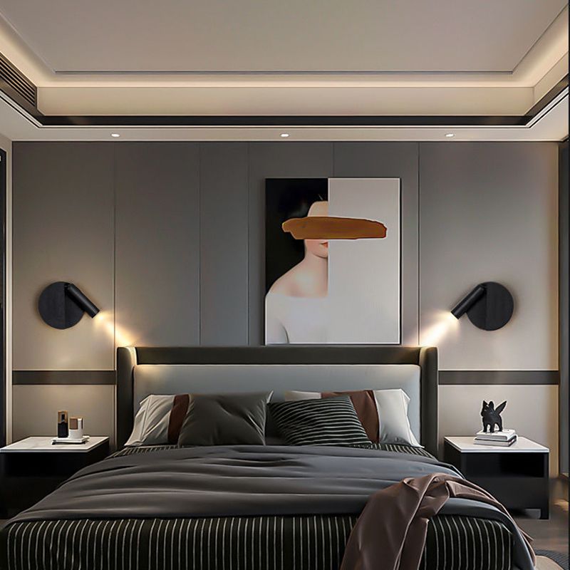 Modern Style Wall Lamp Metal 1 Light Sconces in Black for Bedroom
