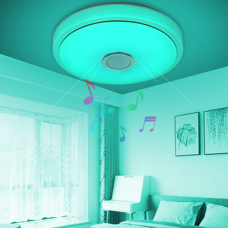 Simple Ceiling Light Fixture Acrylic Bluetooth LED Bedroom Ceiling Flush Mount in White