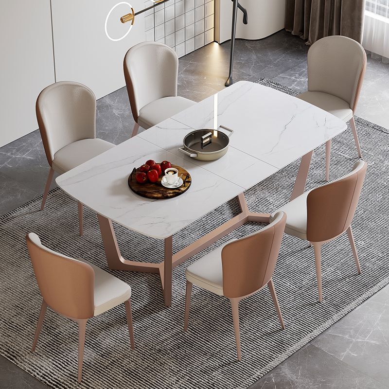 Extendable Sintered Stone Top Dining Set Rectangle 1/4/5/7 Pieces Dining Table with Chairs