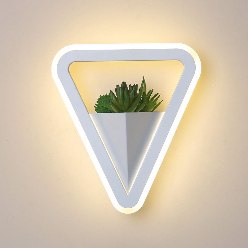 LED Triangle Shape Wall Mount Lamp Acrylic Shade Contemporary Plant Sconces for Living