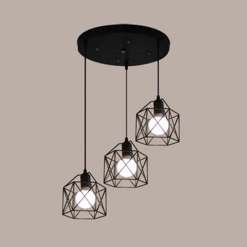 3 luci Birdcage multi pendente semplice in stile industriale Metal Multi Drop Affermazione per il ristorante