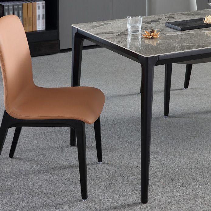 Rechthoek 4 poten industriële tafel grijze tonus vaste tafel van gesinterde steen