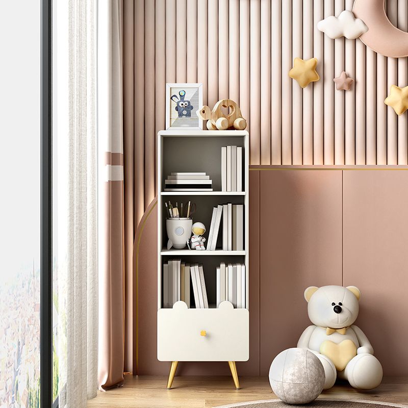 Wood Standard Bookcase Contemporary Style Closed Back Bookshelf with Drawer