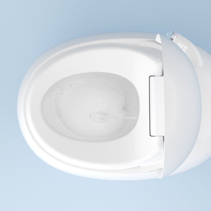 White Egg Shaped Electronic Elongated Toilet Floor Standing Bidet