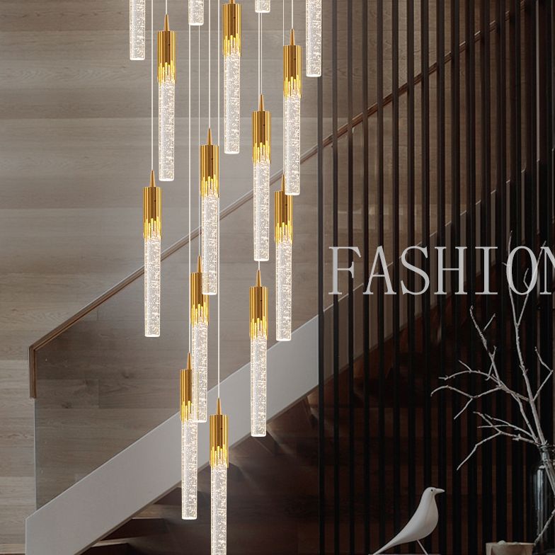 Bubble Glassrohr Anhänger Licht minimalistisch Gold Multiple hängende Licht für Treppen