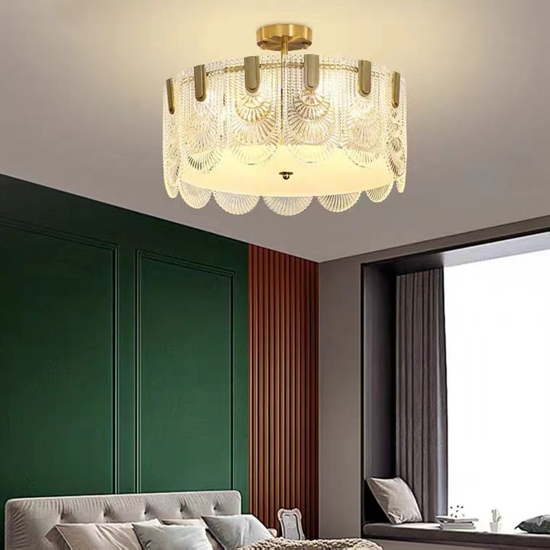Modern Glass Ceiling Lamp Minimalist Flush Mount Light Fixture for Bedroom