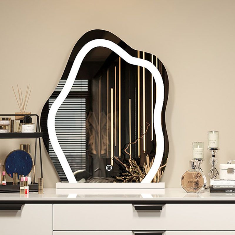 Contemporary Stone White Makeup Counter 31.5" H Bedroom Make-up Vanity