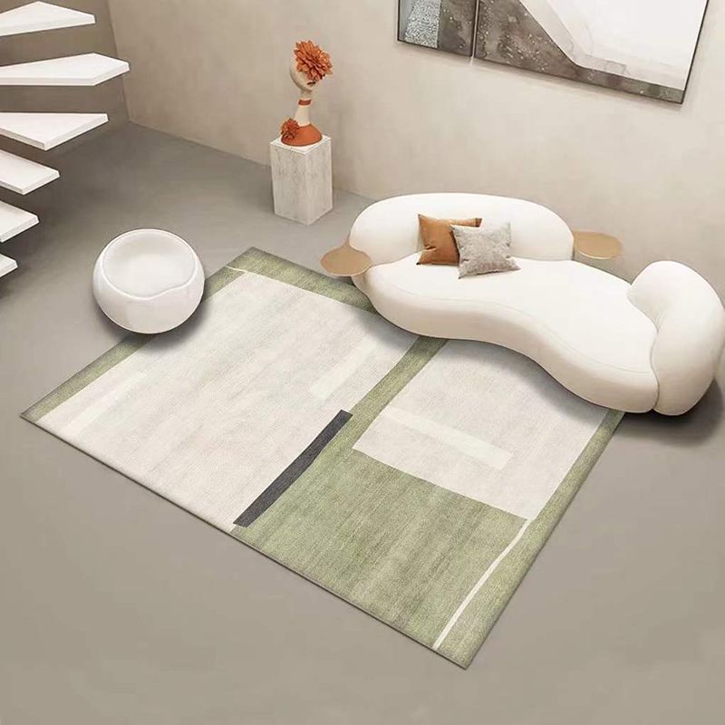 Light Grey Modern Rug Polyester Stripe Rug Washable Indoor Rug for Living Room