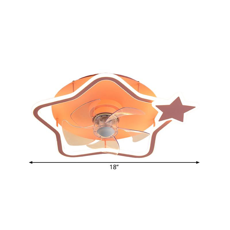 5 cuchillas redondas/forma estrella de la habitación del niño LED LED acrílico LED contemporar Semi Flush Monte, 18 pulgadas de diámetro