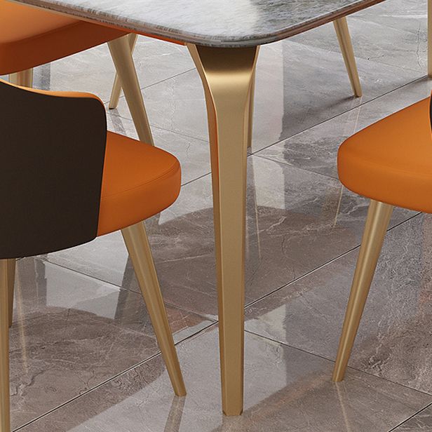 4 Legs Kitchen Dining Table Modern Luxury Style Rectangle Stone Dinette Table