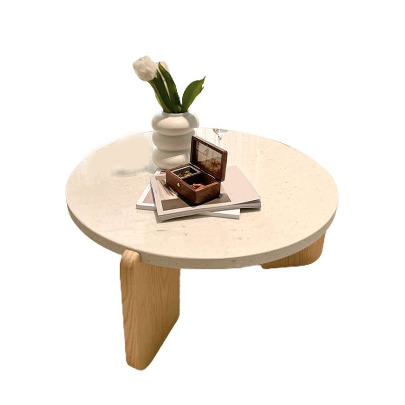3 Legs Coffee Table Contemporary Round Stone Coffee or End Table