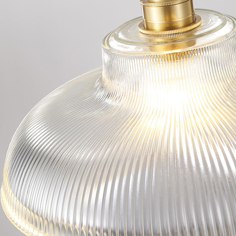 Industrial Single Light Pendant with Clear Prismatic Glass for Bedside Hallway Kitchen