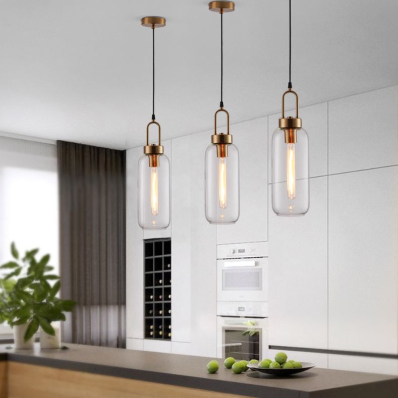Modern Minimalist Gold Suspension Pendant Glass 1 Light Coffee Shop Hanging Ceiling Light