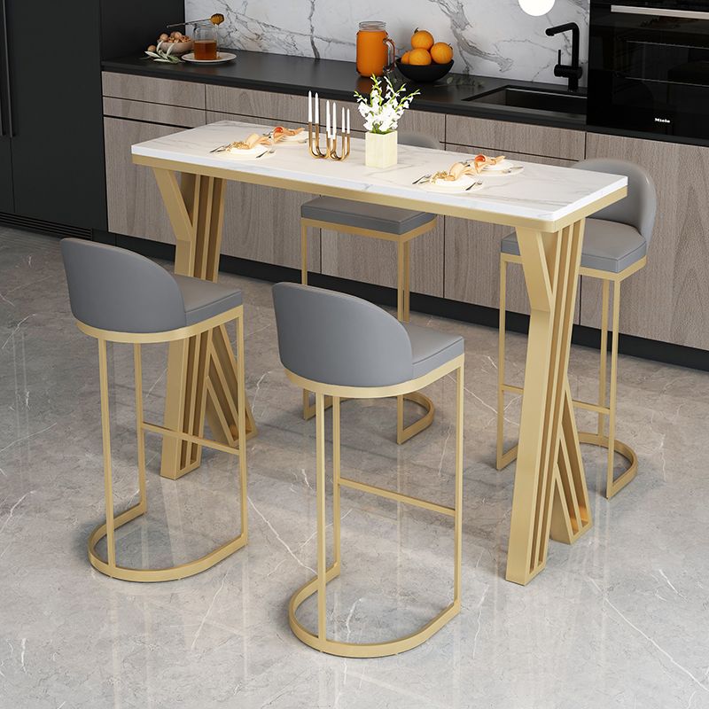 Table à manger à barres de bar à pierre blanche glam