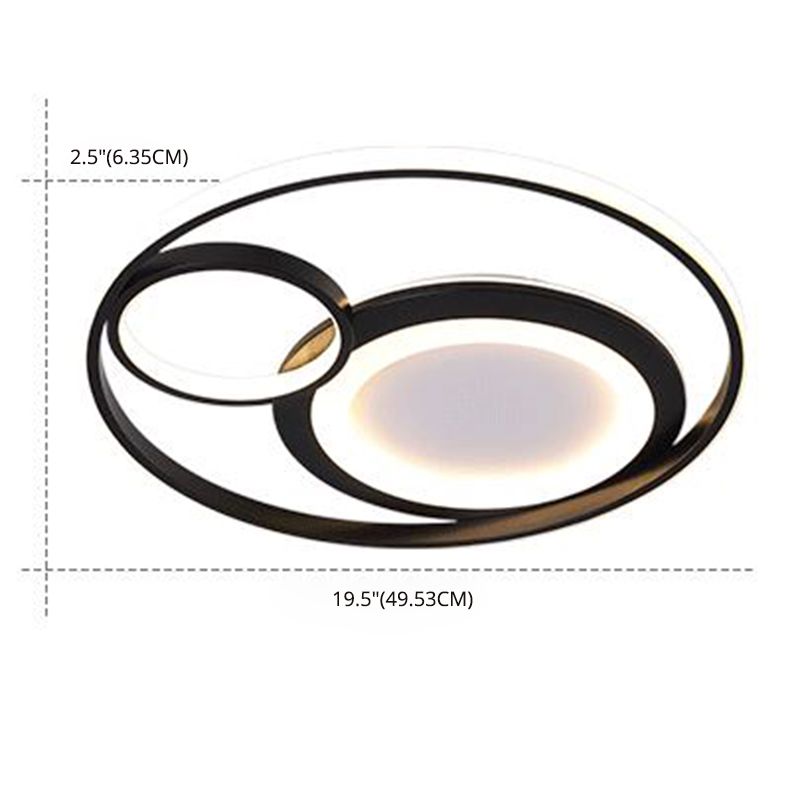 Minimalist LED Flush Mount Ceiling Fixture Black Circle Flush Mount Lighting with Metal Shade