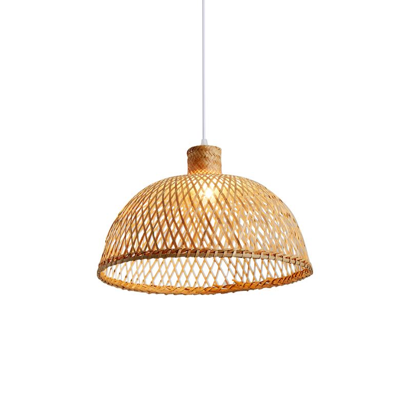 Chinese Style Handmade Ceiling Light Bamboo Single Restaurant Hanging Pendant Light in Wood