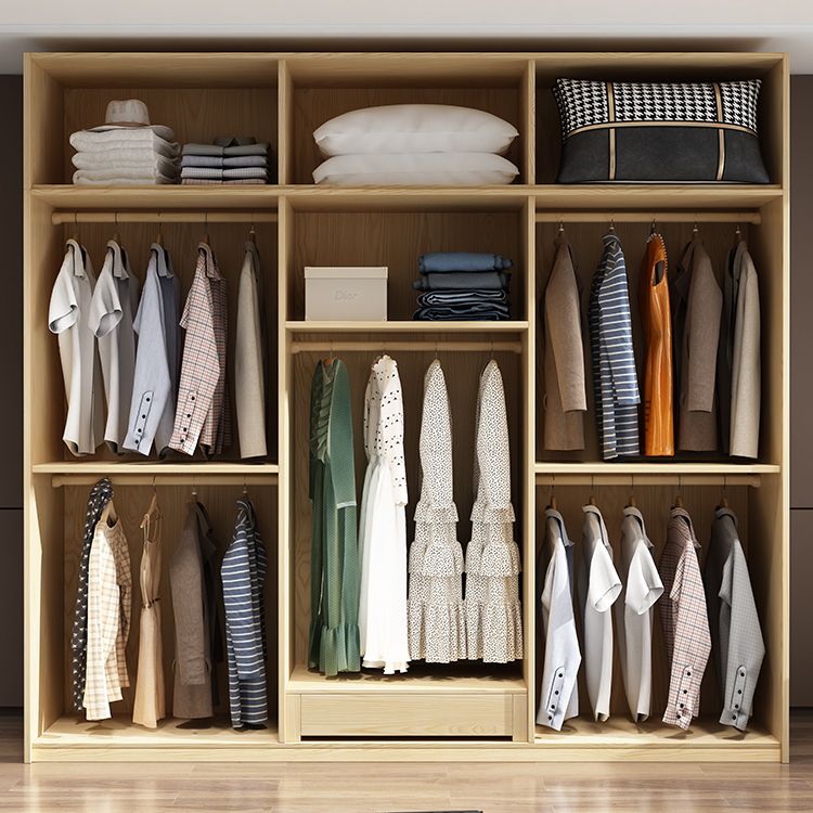 Contemporary Style Wardrobe Armoire Wood Armoire with Garment Rod for Bedroom