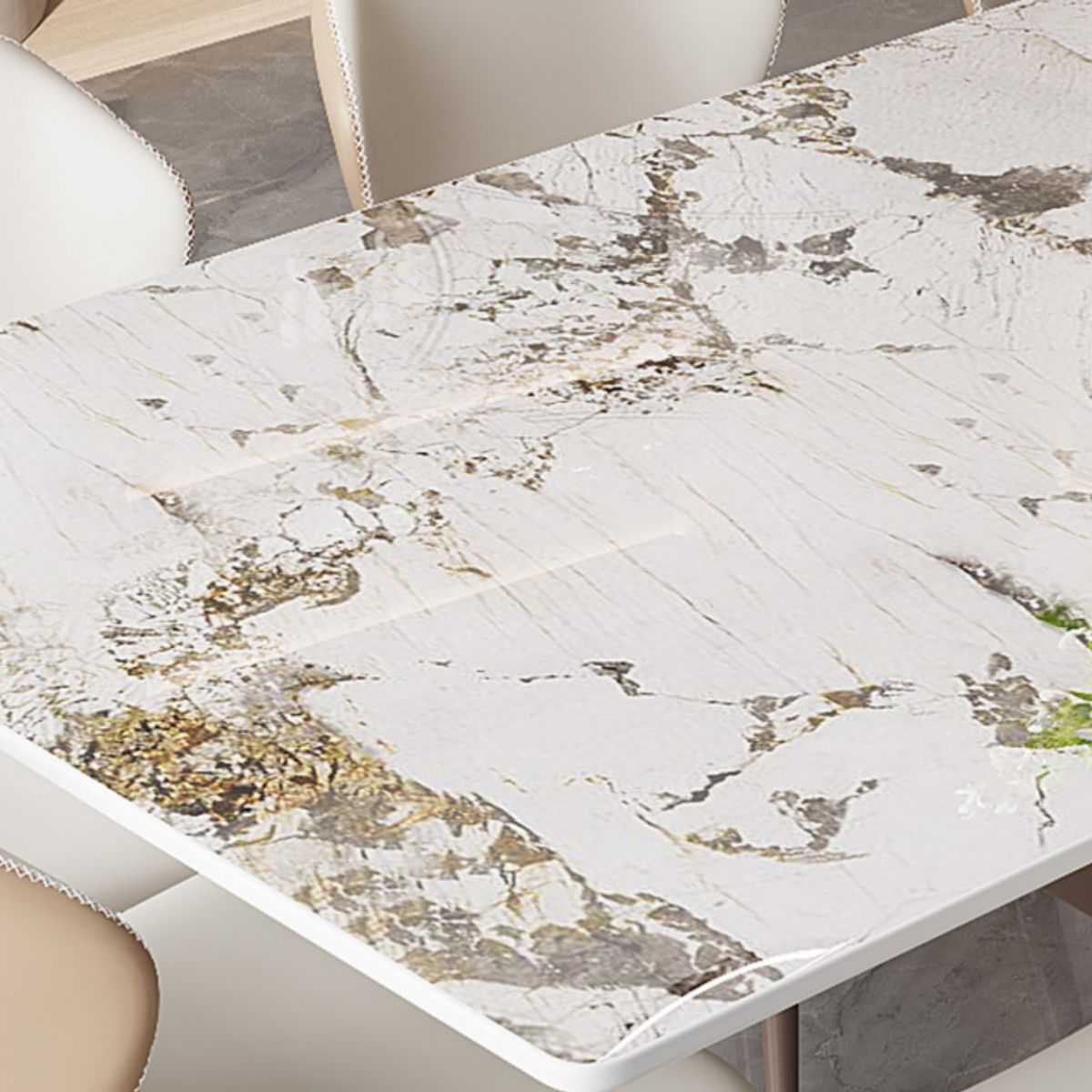 Modern 1/2/5/7/9 Pieces Silver Dinette Set with Sintered Stone Rectangle Dining Table Set