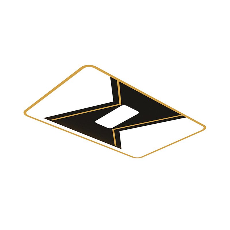 Lámpara de techo rectangular con empalme dorado, accesorio de montaje empotrado metálico LED modernista en luz blanca/3 colores