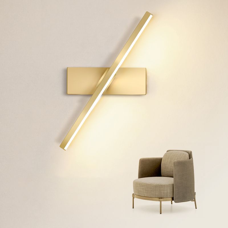Modern Metal Wall Sconce Linear Shape Wall Light with Silicone Shade in Gold for Bedroom
