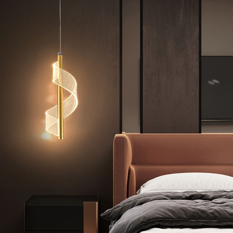 Contemporary Linear Hanging Light Kit Metal 1-Light Ceiling Light for Bedroom