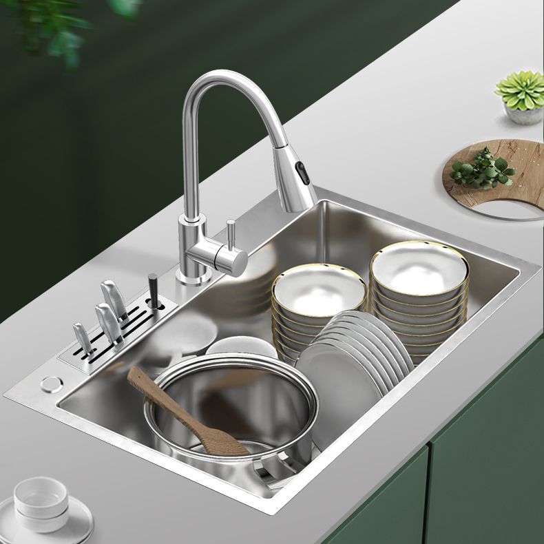 Modern Style Kitchen Sink Overflow Hole Design Drop-In Kitchen Sink with Soundproofing
